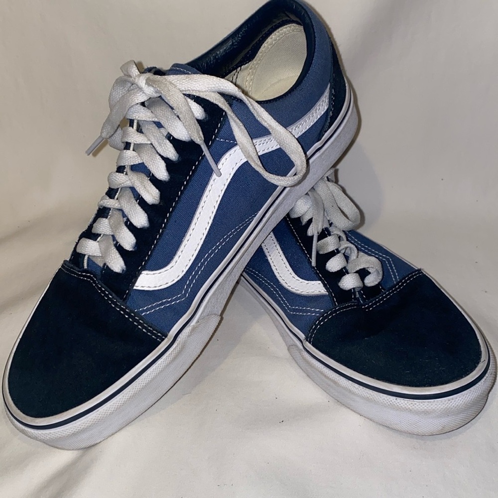 💙 Vans Old Skool Navy/White Low Sneakers – Suede & Canvas, Men’s Size 9 - Picture 2 of 11